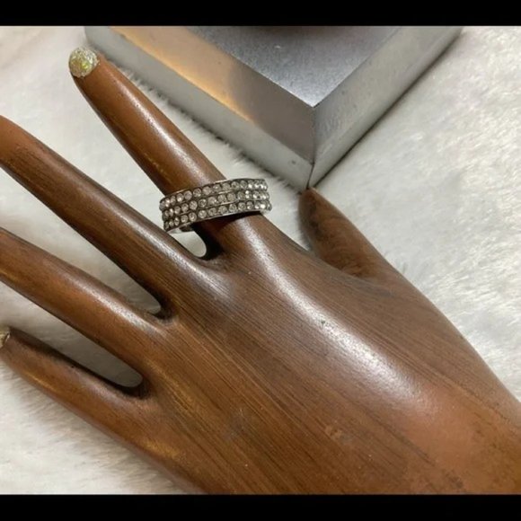 Stainless Steel 3 Row Crystal Eternity Band - Picture 4 of 8